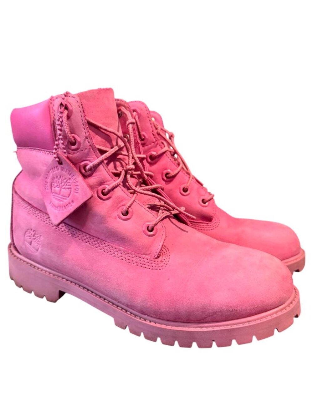 Timberland 6-Inch Waterproof Boots Women’s 6.5 Pink Nubuck Suede Lace Up